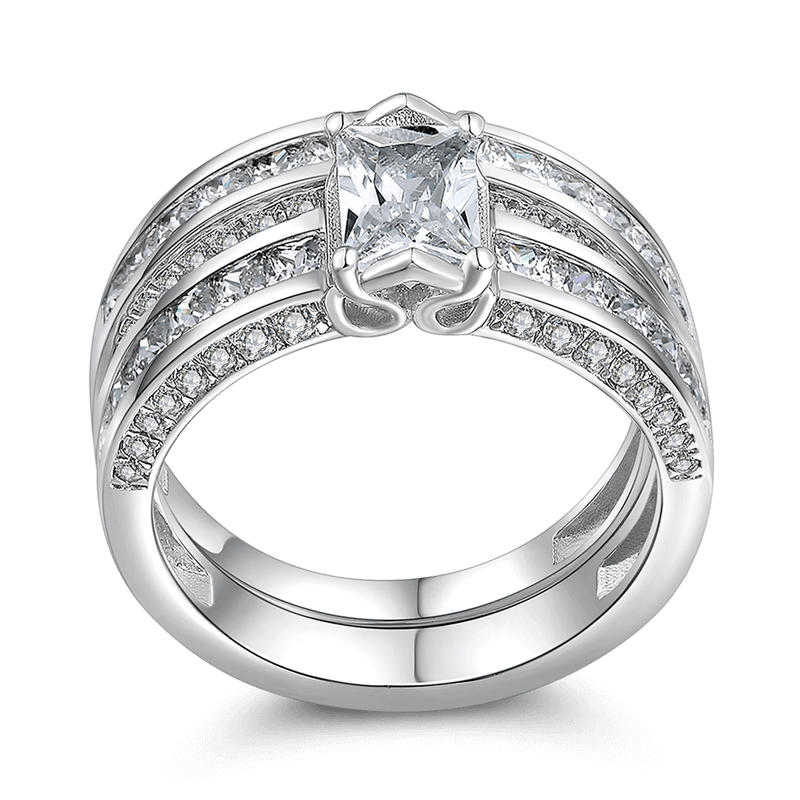 Female Declaration Of Love Wedding Ring Set 925 Sterling Silver