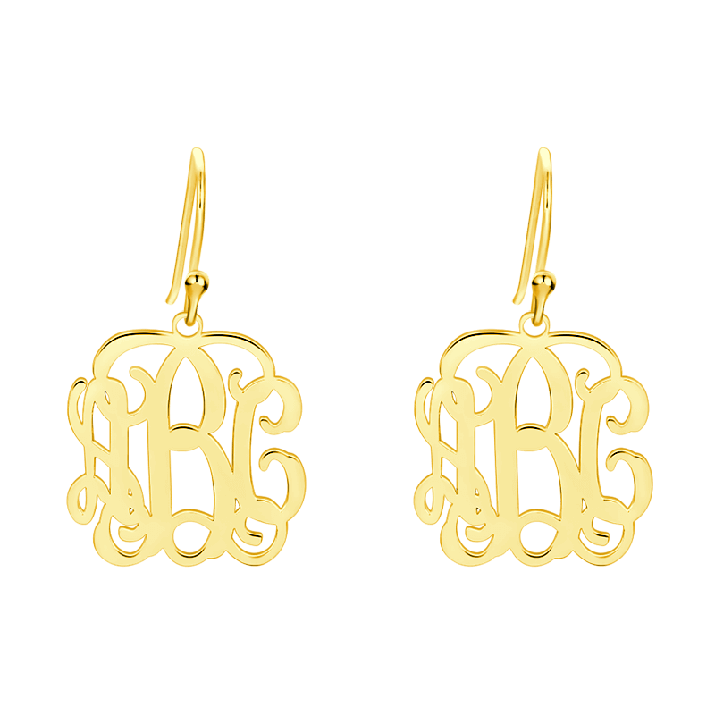 Monogram Earrings Rose Gold Plated Silver - soufeelus