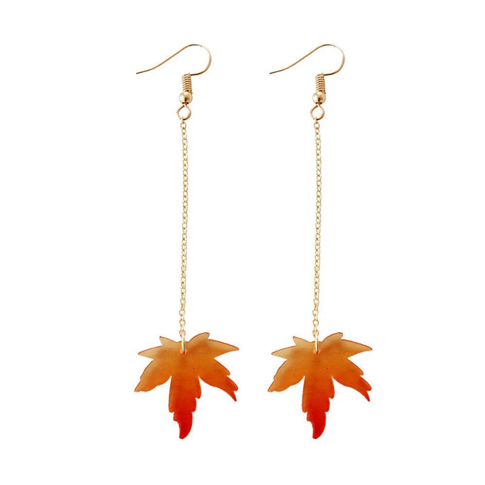 Bright Maple Leaf Long Drop Earrings Women Gift - soufeelus