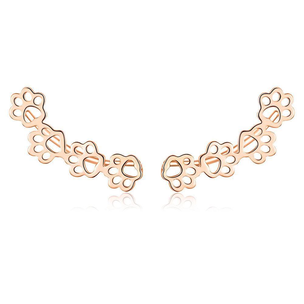 Paw Earrings Rose Gold Plated Silver - soufeelus