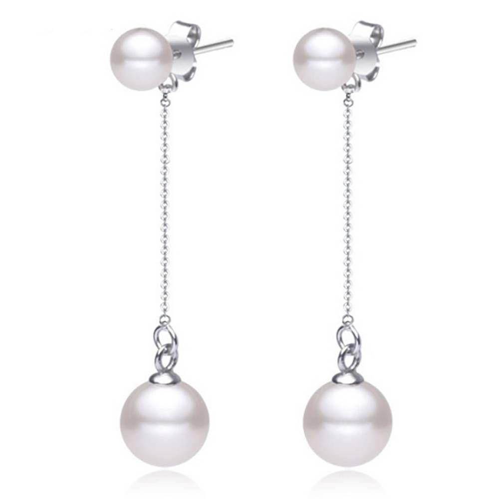 Pearl Line Earrings Silver - soufeelus