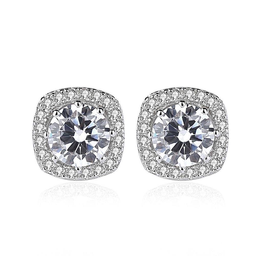 Square Diamond Ear Studs - soufeelus