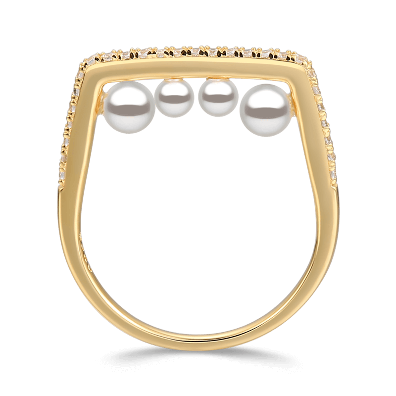 Soufeel Treasure Our Love Four Pearls Ring 14k Gold Plated 925 Sterling Silver