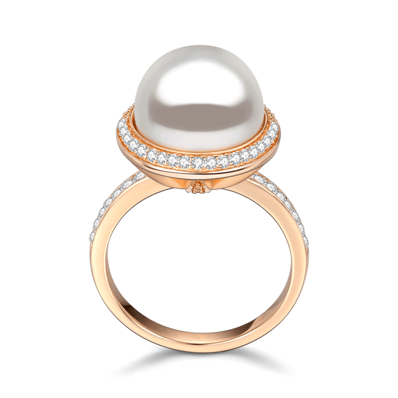 Pearl Ring Rose Gold 925 Sterling Silver