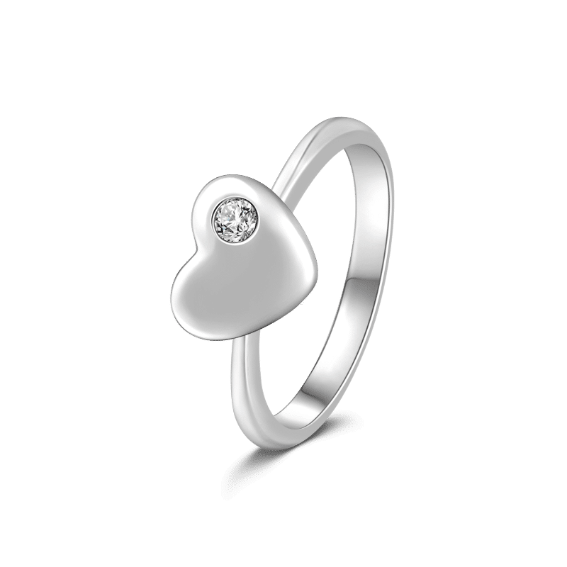 Diamond Heart Ring 925 Sterling Silver