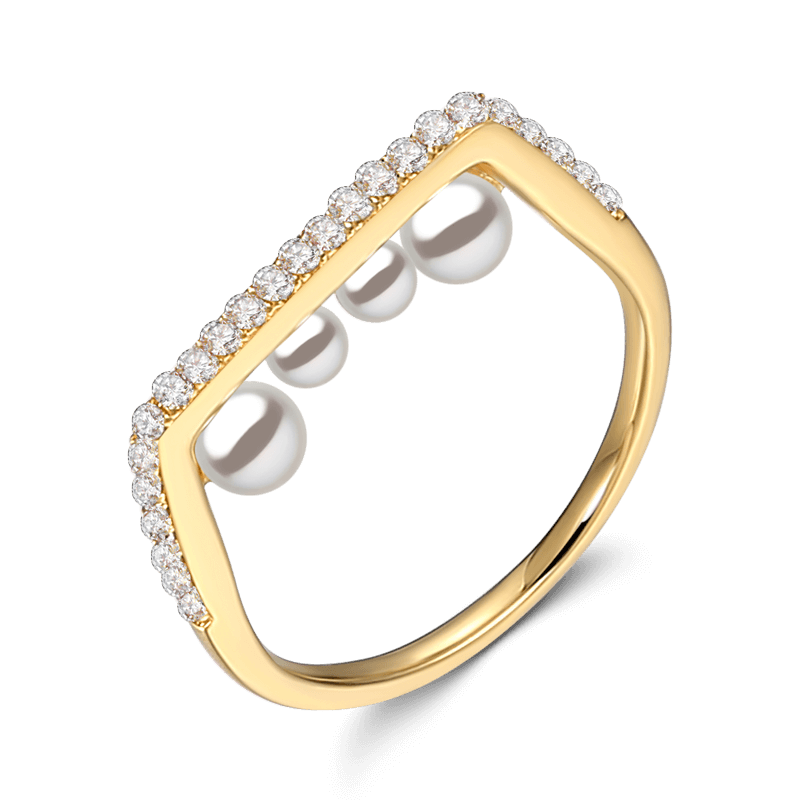 Soufeel Treasure Our Love Four Pearls Ring 14k Gold Plated 925 Sterling Silver