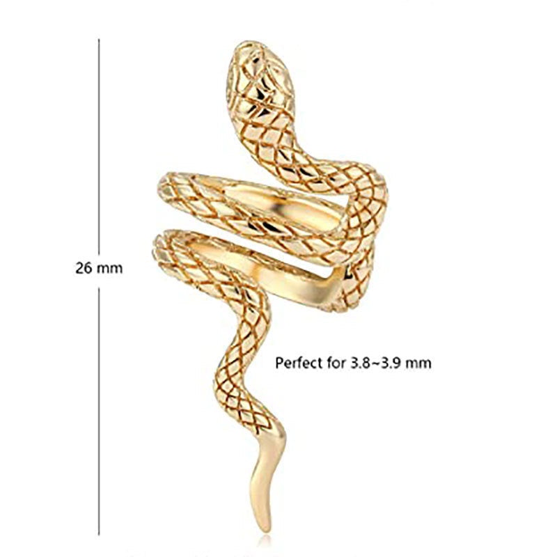 Snake Ear Cuff Cross Snake Stripe Ear Clip Gold Earrings Jewelry for Women Gift - 