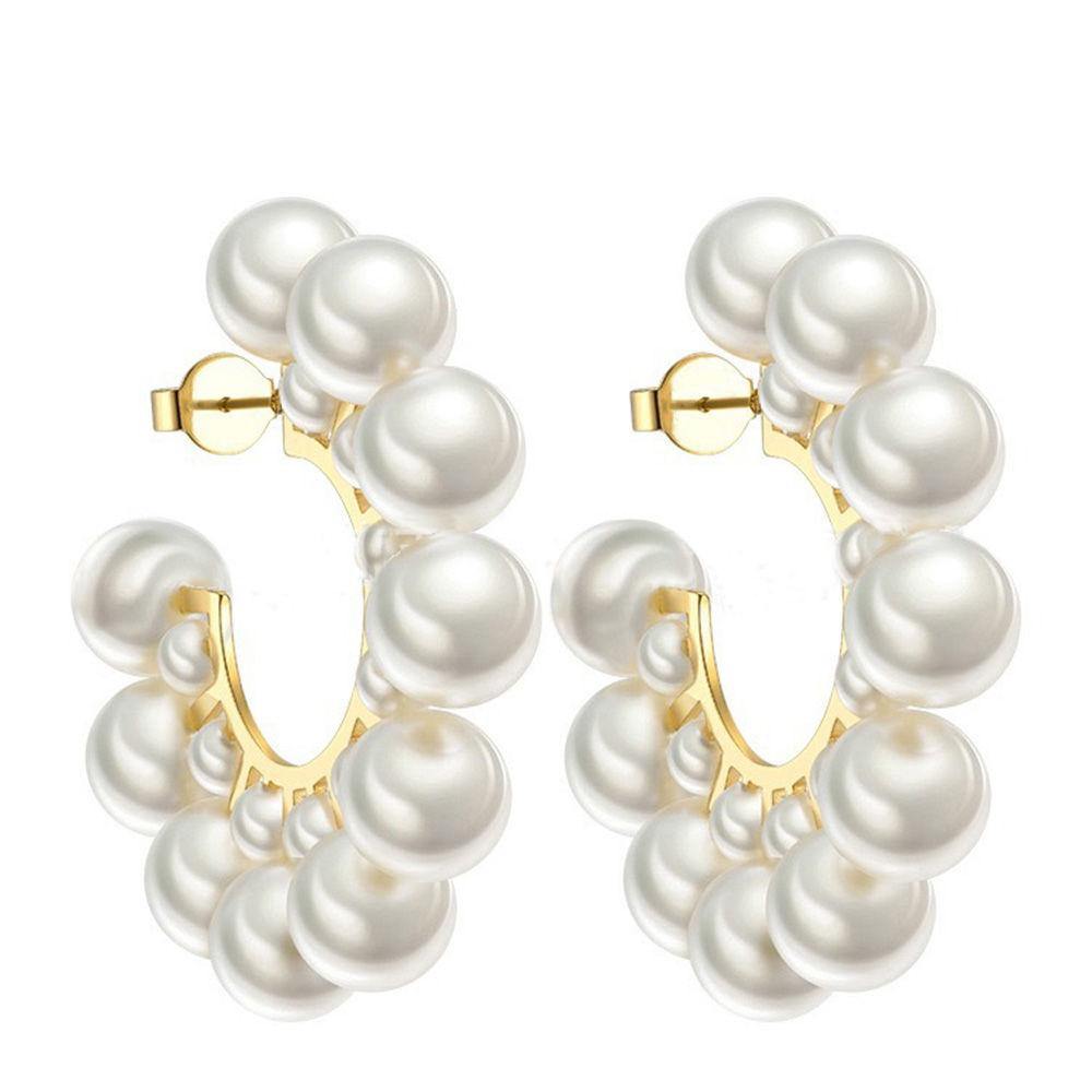 Earrings Flower Pearl Gold Plated Alloy - soufeelus