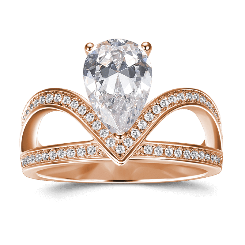 Crown Engagement Ring Rose Gold 925 Sterling Silver