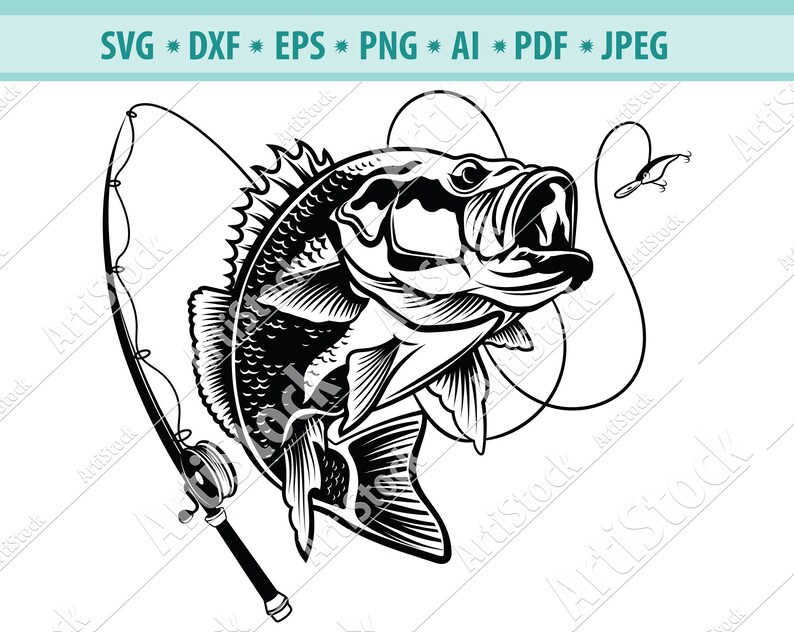Crossed Bass Fishing Rods Svg, Fishing Pole, Fisherman Svg, Bass Fish  Design. Vector Cut File for Cricut, Silhouette, Pdf Png Eps Dxf. 