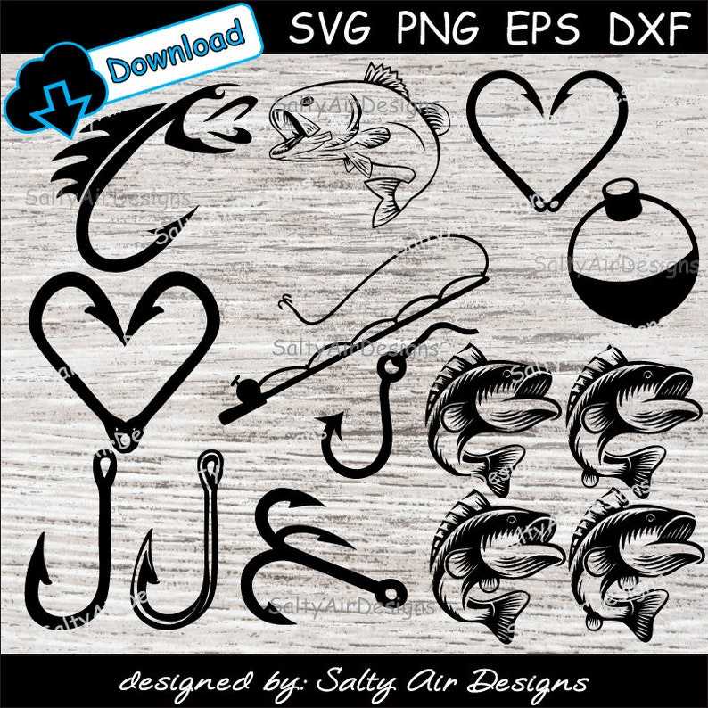 Fishing Hook SVG Digital Cut Files Bundle#1