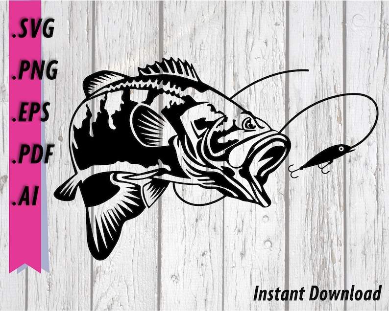 Bass Fishing SVG Cut File Digital Download#1