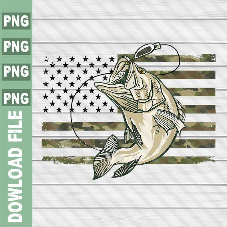 USA Bass Fish Flag Svg USA Bass Fish Us Bass Angling Svg US Bass