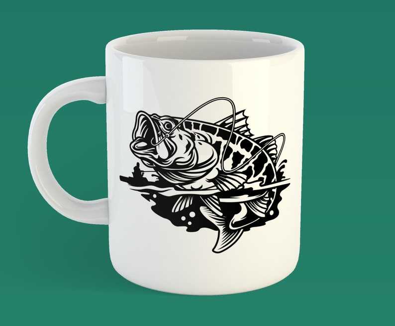 Bass Fishing SVG Jumping Bass SVG Cut File Digital Download#4