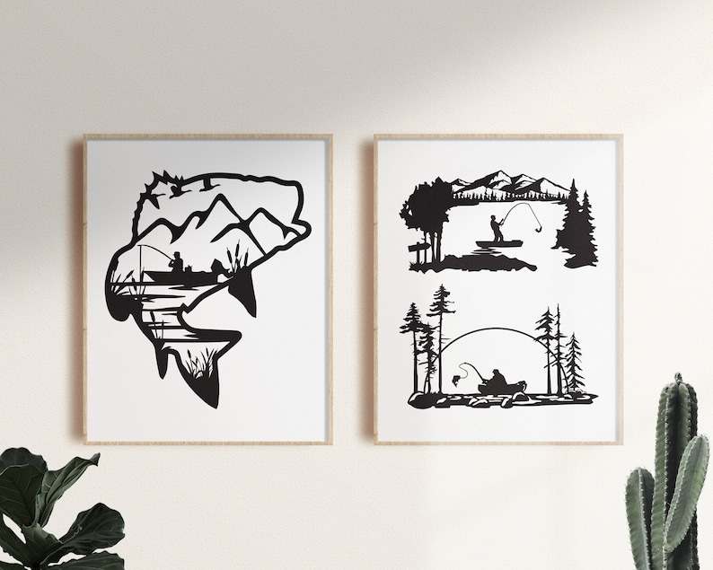 Fishing SVG Bundle Bass Fishing Scenes Fly Fishing Clipart#9