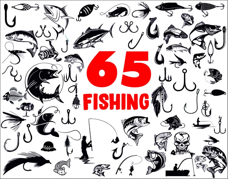 Fishing Pole SVG Fishing Hook SVG Clipart Cut File