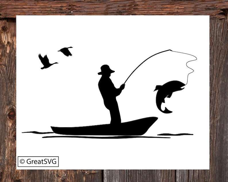 Fishing Boat SVG Fisherman SVG Trout Fisherman for Cricut Trout Fishing for Silhouette#1