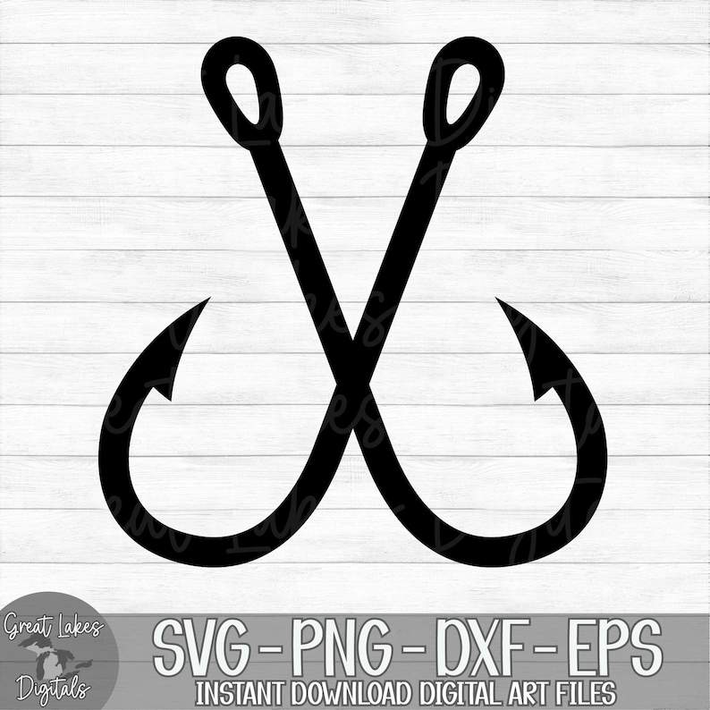 Crossed Fishing Hooks SVG Instant Digital Download#1