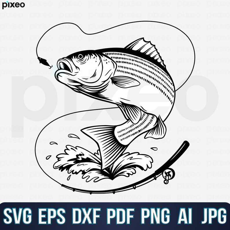 Striped Bass Fishing SVG Perfect for Crafting & Design Projects 