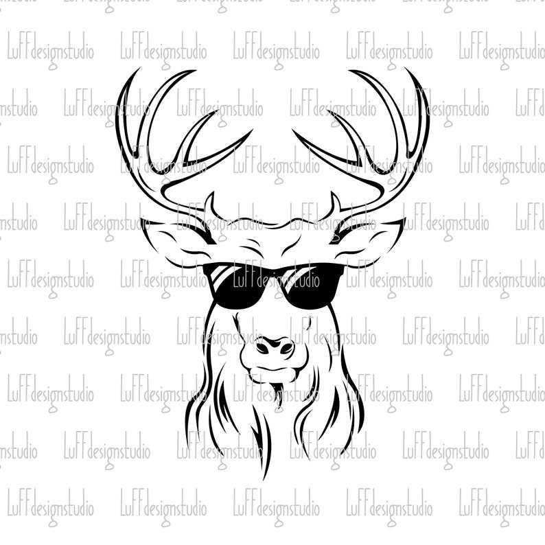 Cool Deer SVG, Deer Head with Sunglasses SVG, Svg Files For Cricut#6