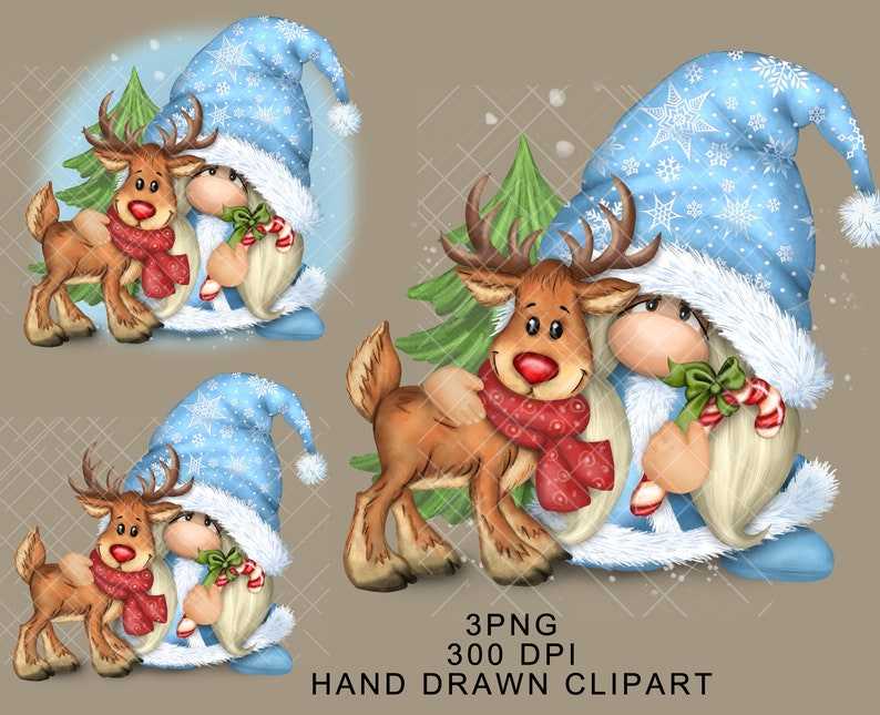 Cute Christmas Deer Graphics Designs PNG, Digital Download#5