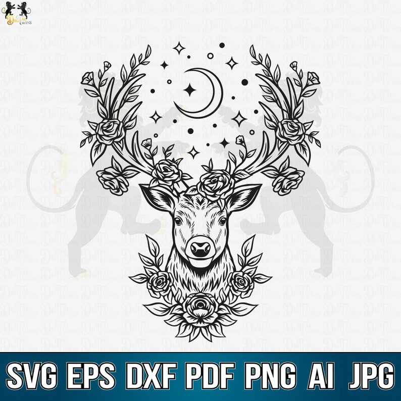 Deer With Flowers Svg, Deer Head Svg, Deer Clipart#1