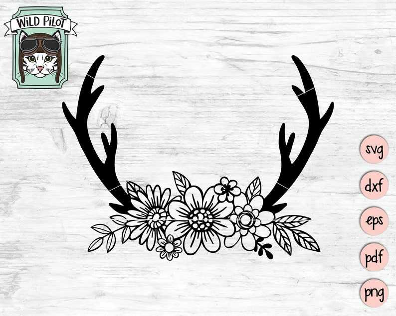 Floral Deer Antlers SVG, Deer Antlers Flowers SVG File#3