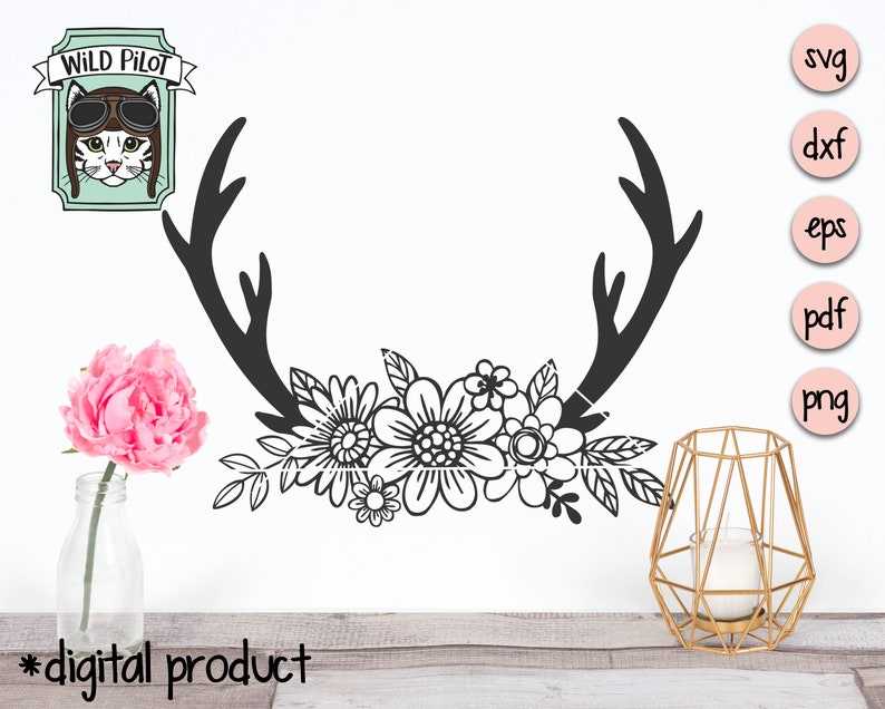 Floral Deer Antlers SVG, Deer Antlers Flowers SVG File#4