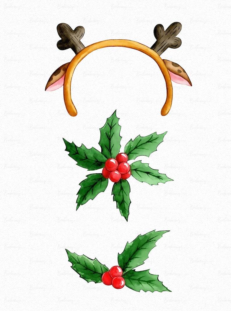Watercolor Cute Christmas Deer PNG, Digital Download#4