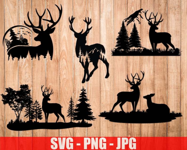 5 Deer Bundle Svg, Deer Silhouette Svg, Svg for Cricut#1