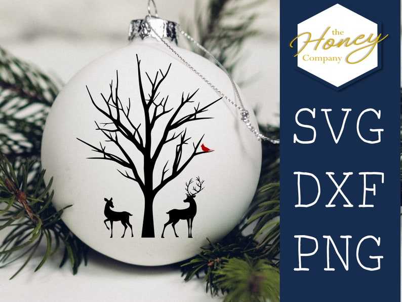 Deer Winter Christmas Ornament SVG PNG, Cricut Cut Files#1