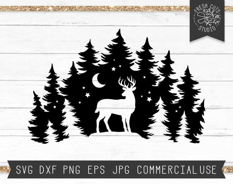 Deer In The Forest SVG, Deer Silhouette SVG, Digital Download#1