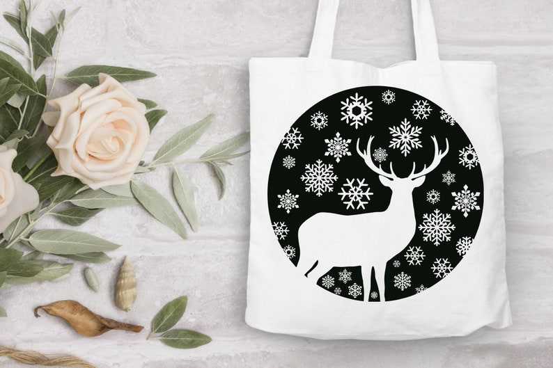 Winter Scene with Deer Bundle SVG, Christmas Scene with Deer SVG Files for Silhouette &amp; Cricut#7