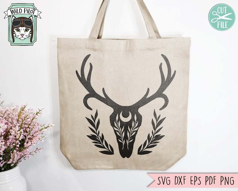 Deer Skull Flowers SVG, Deer Skull Clipart#3
