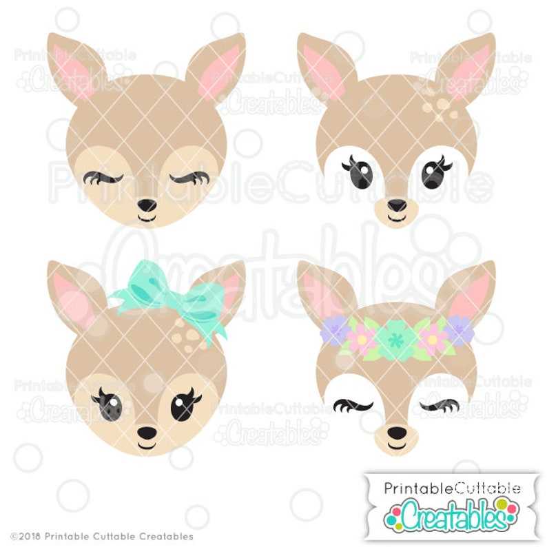 Cute Deer Face SVG File &amp; Clipart, Cut Files for Cricut#1