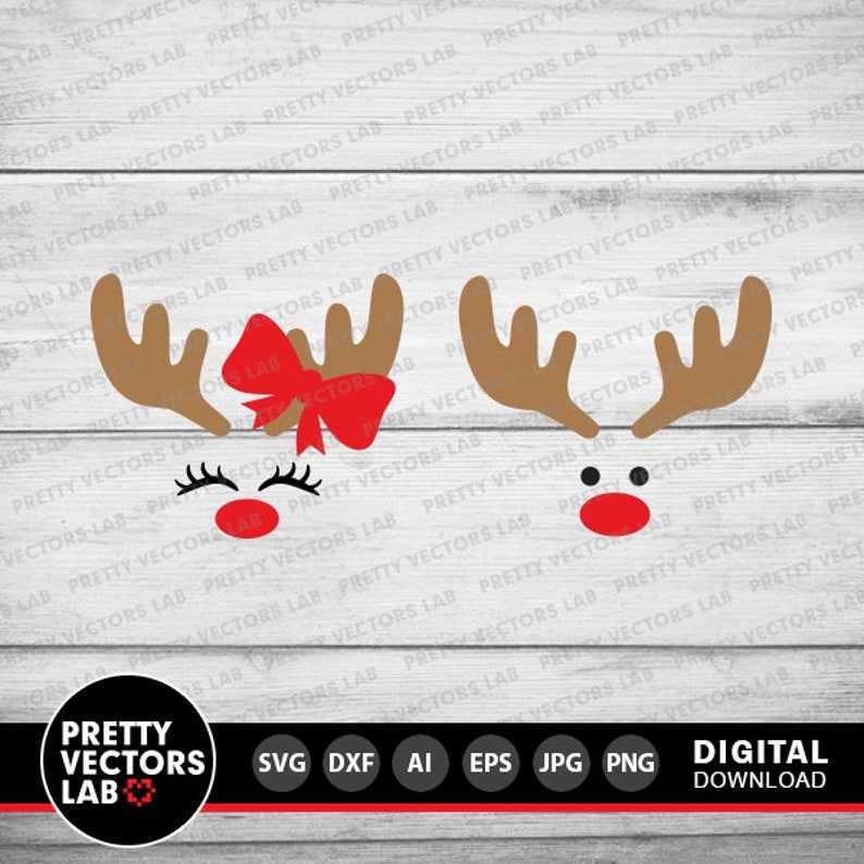 Christmas Deer Face Cut Files, Deer Boy and Girl Svg, Silhouette#3