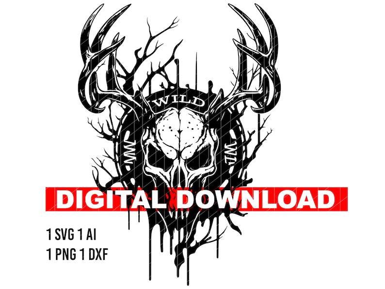 Deer Head Skull SVG, Nature Deer Svg, Deer Silhouette#1