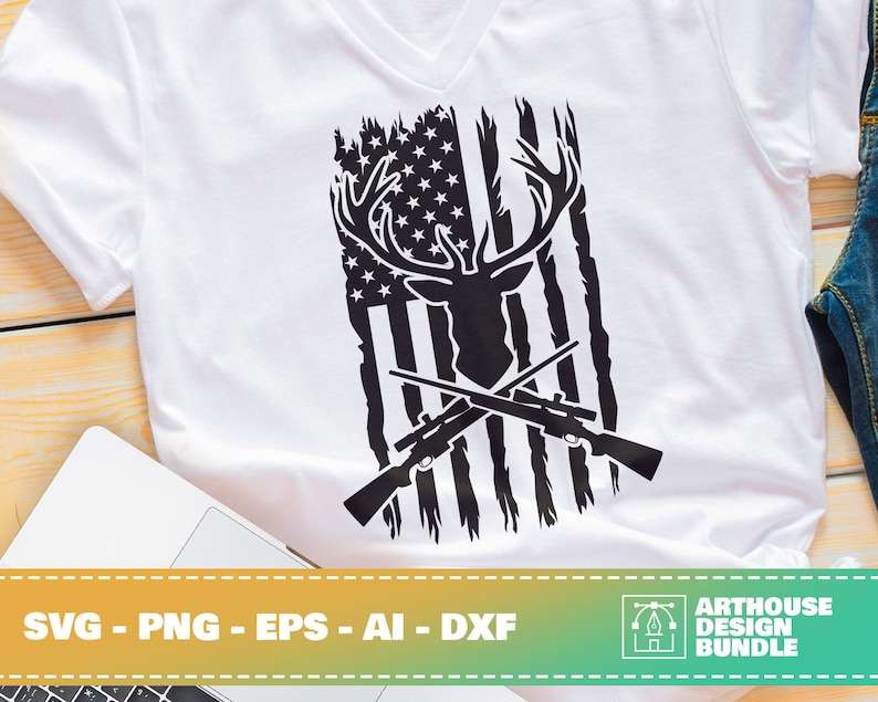 Hunting Flag svg, Deer Head svg, Deer Silhouette svg#3