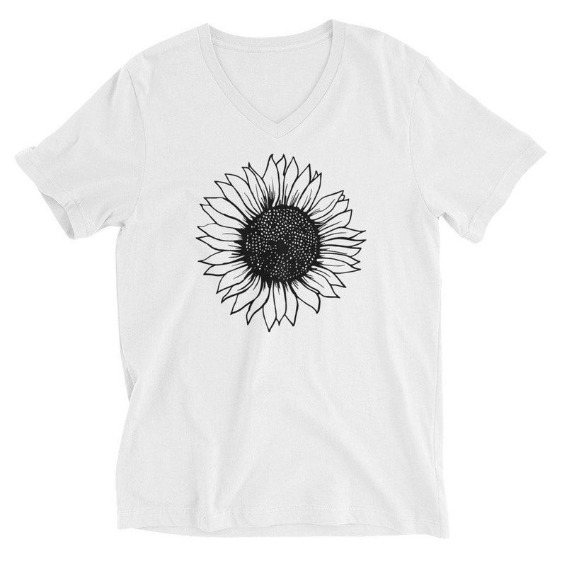 Wycnly Womens Tops Sunflower Print Short Sleeve V-Neck Tee Shirts