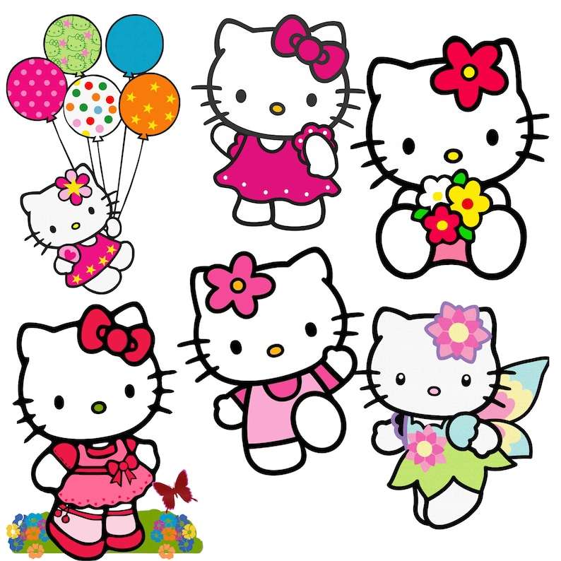 Balloon Kitty With Flowers PNG High Quality Perfect for your Design