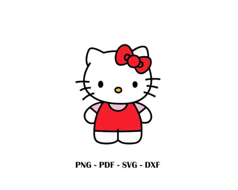 Kawaii Hello Kitty In Red PNG PDF SVG Perfect for Crafting Design