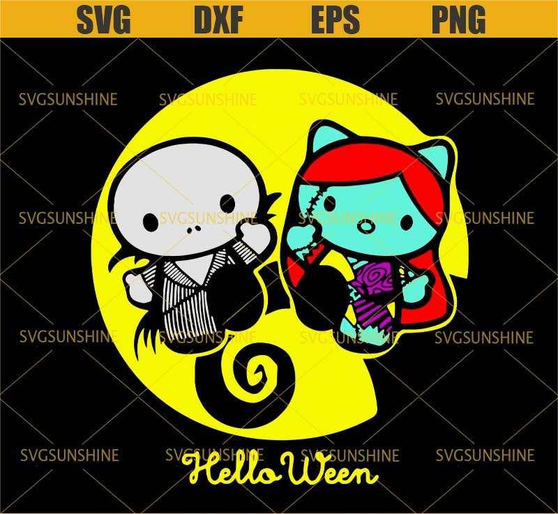 Download Jack And Sally Hello Kitty Halloween SVG Designs For Your