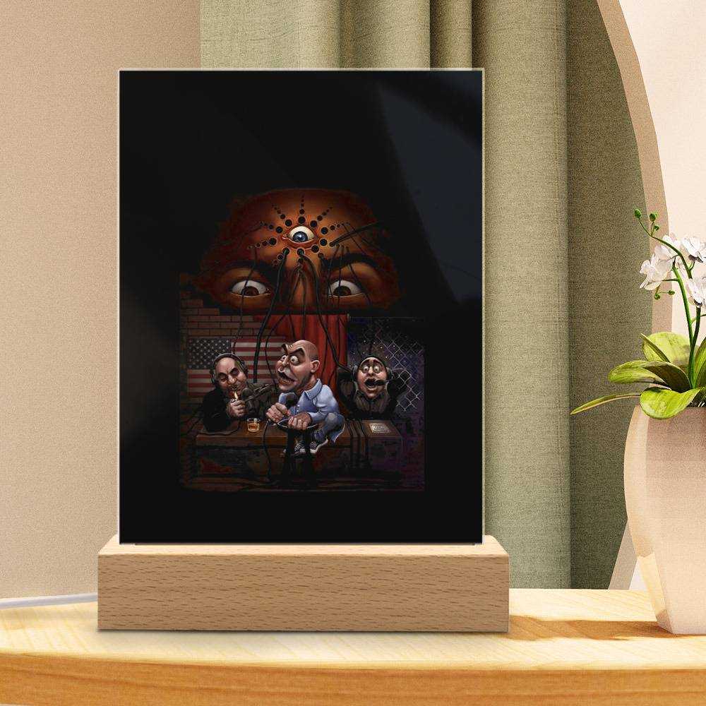 Joe Rogan Lamp Art Ugly by Joe Rogan Lamp with Wooden Base