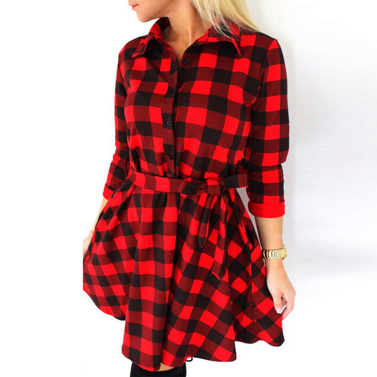 Women's buffalo plaid shirt hot sale dress