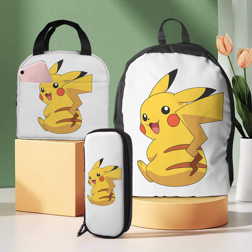 Kids Pokemon Backpack with Lunch Box and with Pencil Box