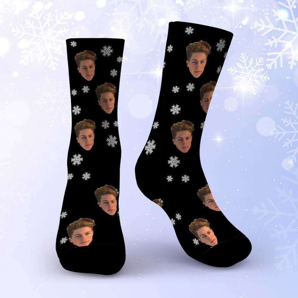 Stay Wild Socks Custom Photo Socks Black Christmas Socks Snowflake