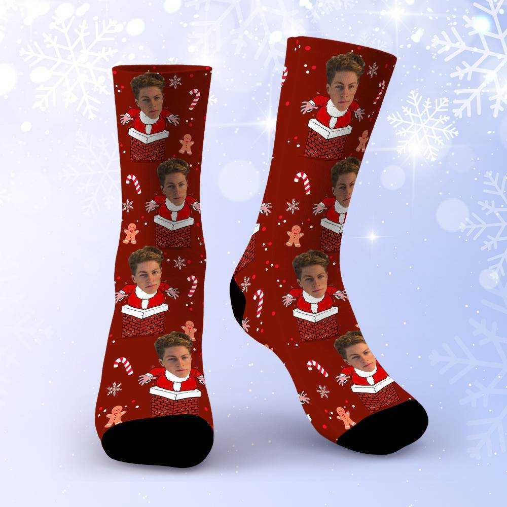Stay Wild Socks Custom Photo Socks Christmas Socks Santa Claus Print