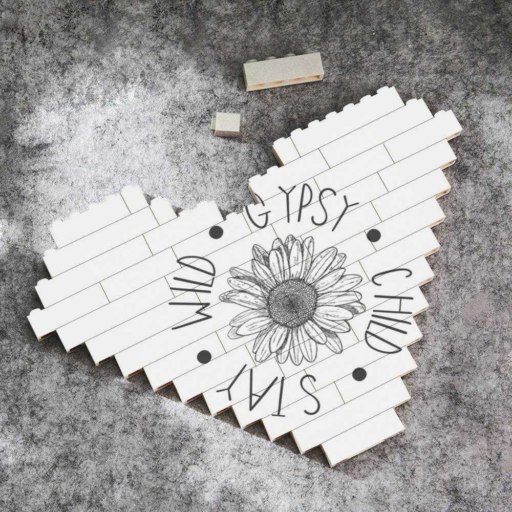 Stay Wild Merch Heart Shape Building Blocks Gift for Fans Gypsy Flower Child Building Blocks