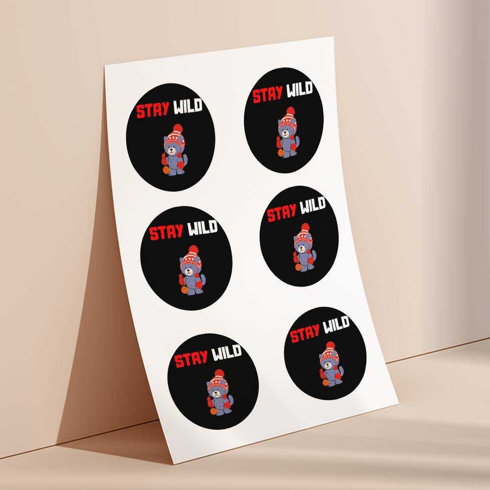 Stay Wild round stickers decorative stickers gift for fans Ben Azelart Bear