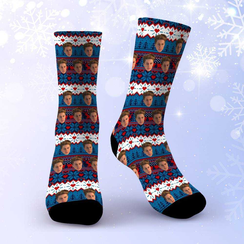 Stay Wild Socks Custom Photo Socks Christmas Socks Vintage Stripe Print